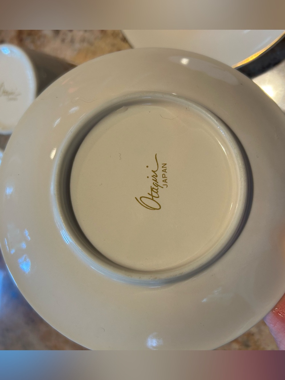 Porcelain Espresso Demitasse Cup Saucer Set 22K Gold Flying Cranes Otagiri Japan - Picture 2 of 16